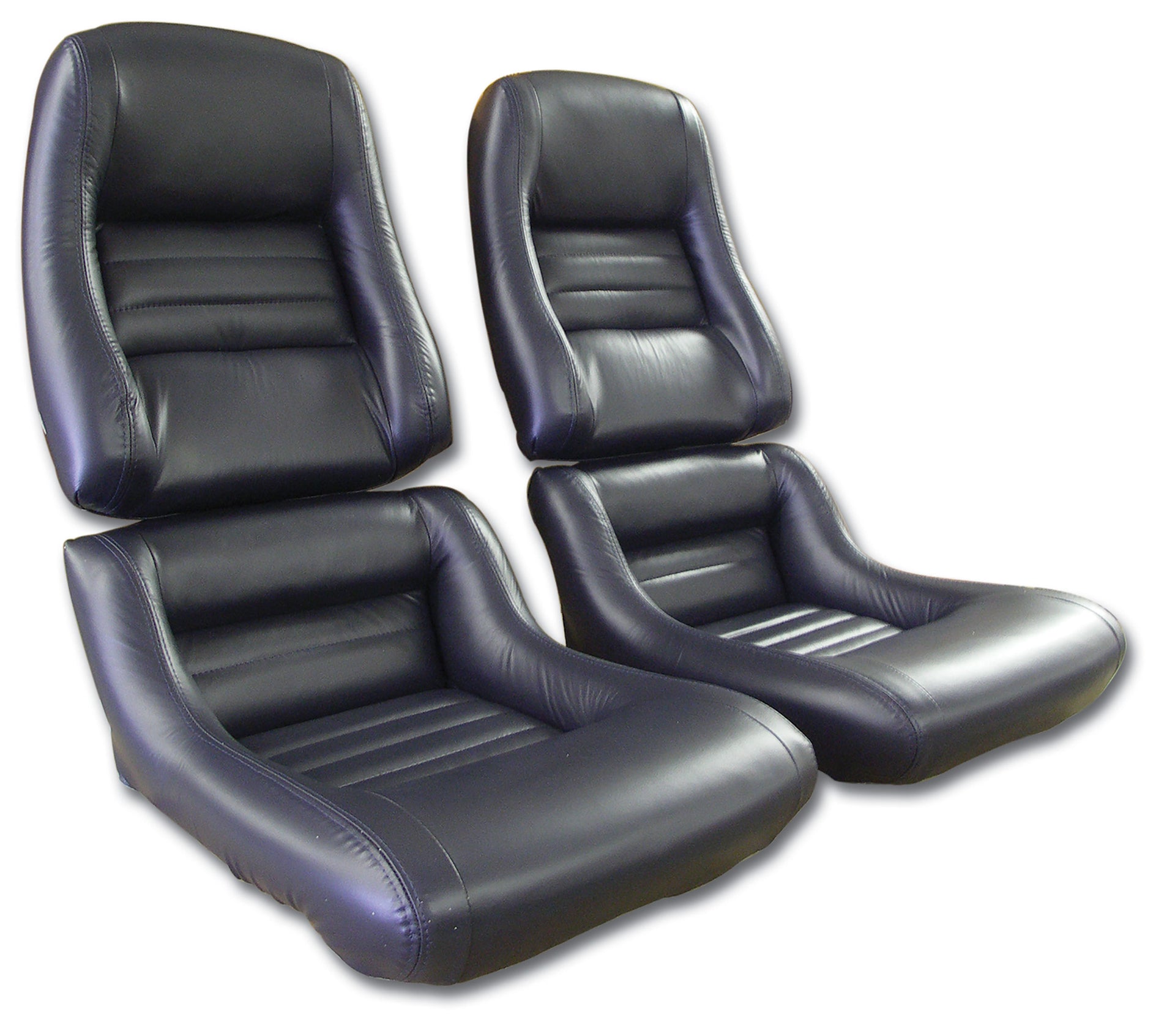 1979-1981 Corvette Leather Seat Covers Dark Blue Leather/Vinyl Original 2" Bolster-419948-Corvette-Store-Online