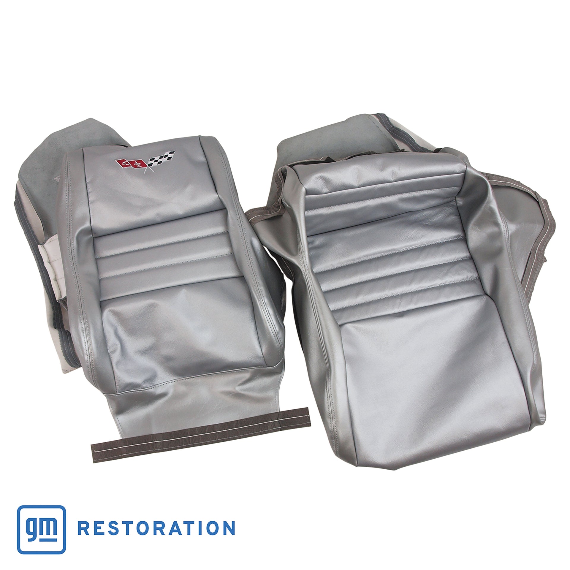 1978-1978 Corvette Embroidered OE Style Seat Covers - Slvr Pc Leather/Vinyl With 2" Bolster-419962E-Corvette-Store-Online
