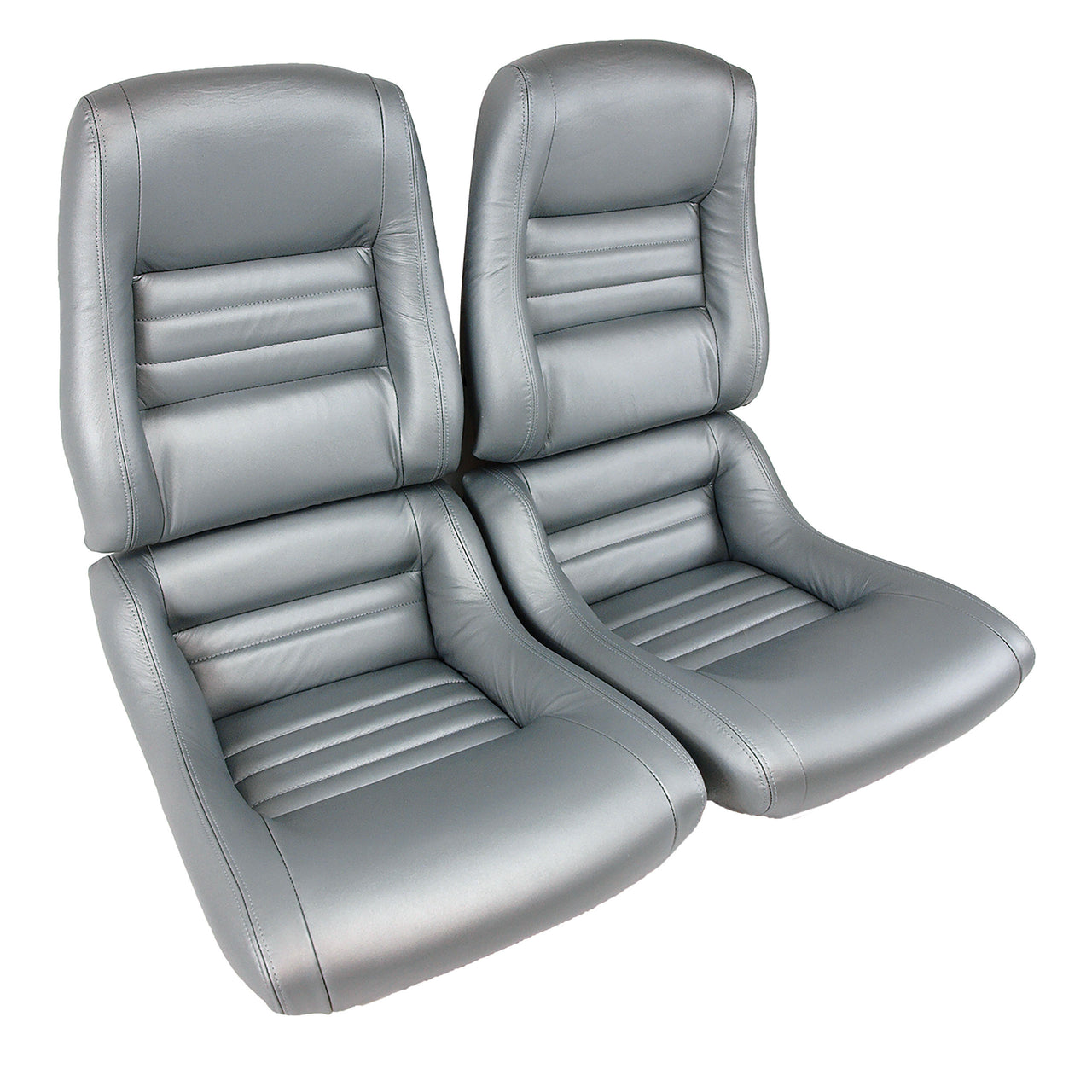 1981-1981 Corvette Leather Seat Covers Silver Leather/Vinyl Original 2" Bolster-419964-Corvette-Store-Online