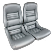 1981-1981 Corvette Leather Seat Covers Silver Leather/Vinyl Original 2" Bolster-419964-Corvette-Store-Online