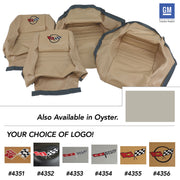 1979-1980 Corvette Embroidered OE Style Seat Covers - Oyster Leather/Vinyl With 2" Bolster-419966E-Corvette-Store-Online