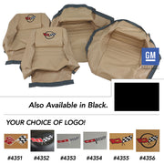 1979-1981 Corvette Embroidered 100% Leather Seat Covers - Black With 2" Bolster-420020E-Corvette-Store-Online