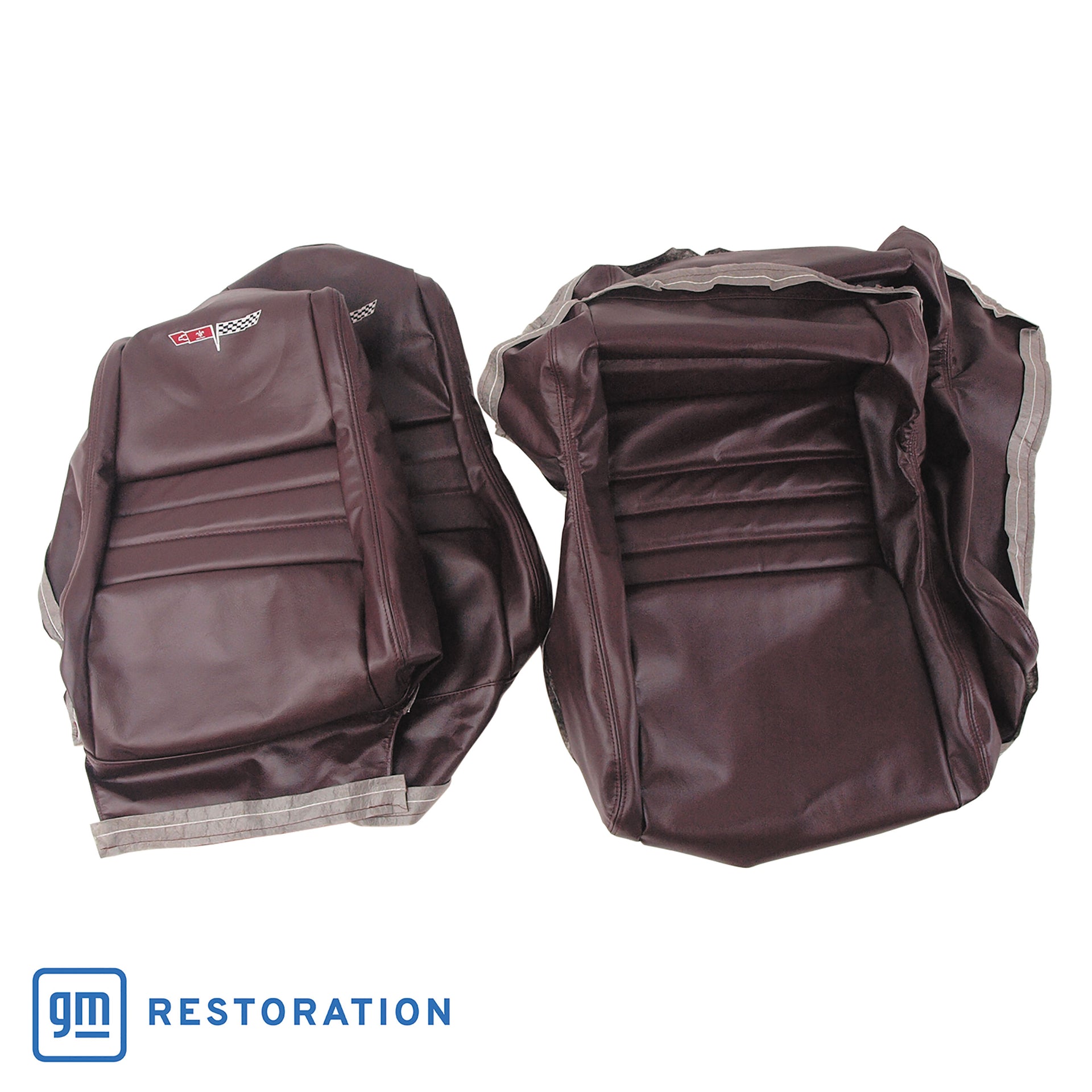 1980-1980 Corvette Embroidered 100% Leather Seat Covers - Claret With 2" Bolster-420036E-Corvette-Store-Online