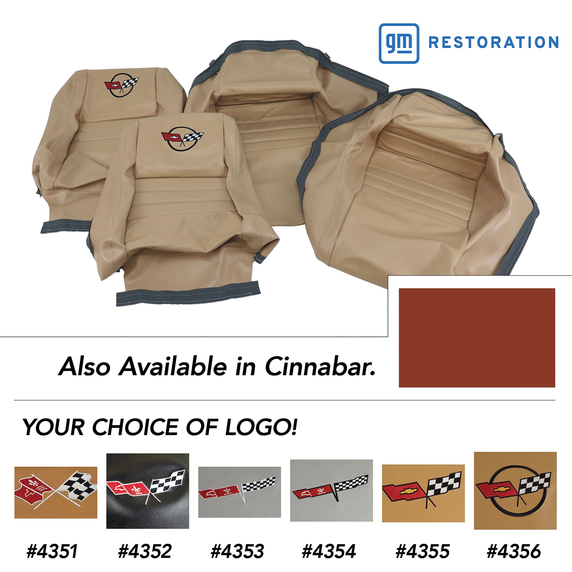 1981-1981 Corvette Embroidered 100% Leather Seat Covers - Cinnabar With 2" Bolster-420039E-Corvette-Store-Online