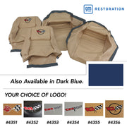 1979-1981 Corvette Embroidered 100% Leather Seat Covers - Dark Blue With 2" Bolster-420048E-Corvette-Store-Online