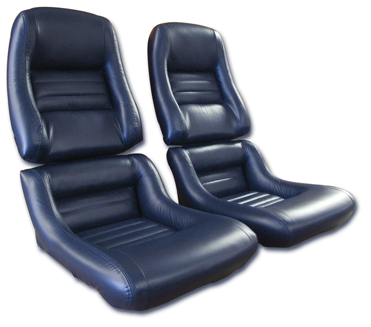 1979-1981 Corvette Leather Seat Covers Dark Blue 100%-Leather 2" Bolster-420048-Corvette-Store-Online