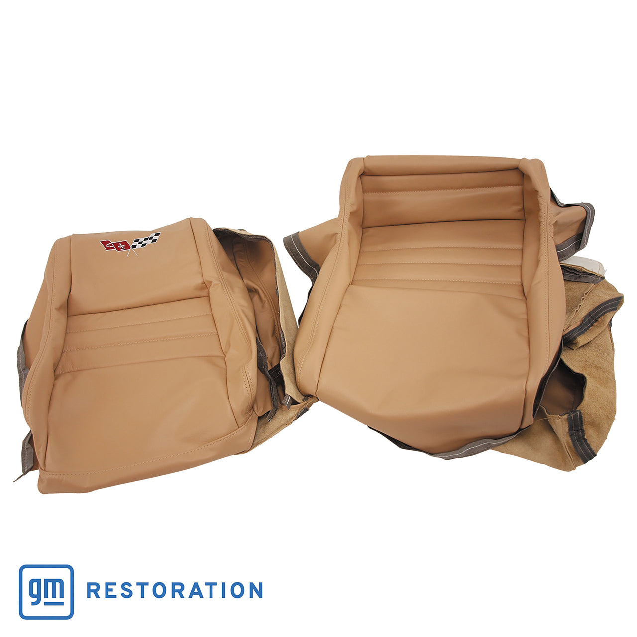 1979-1980 Corvette Embroidered 100% Leather Seat Covers - Doeskin With 2" Bolster-420050E-Corvette-Store-Online