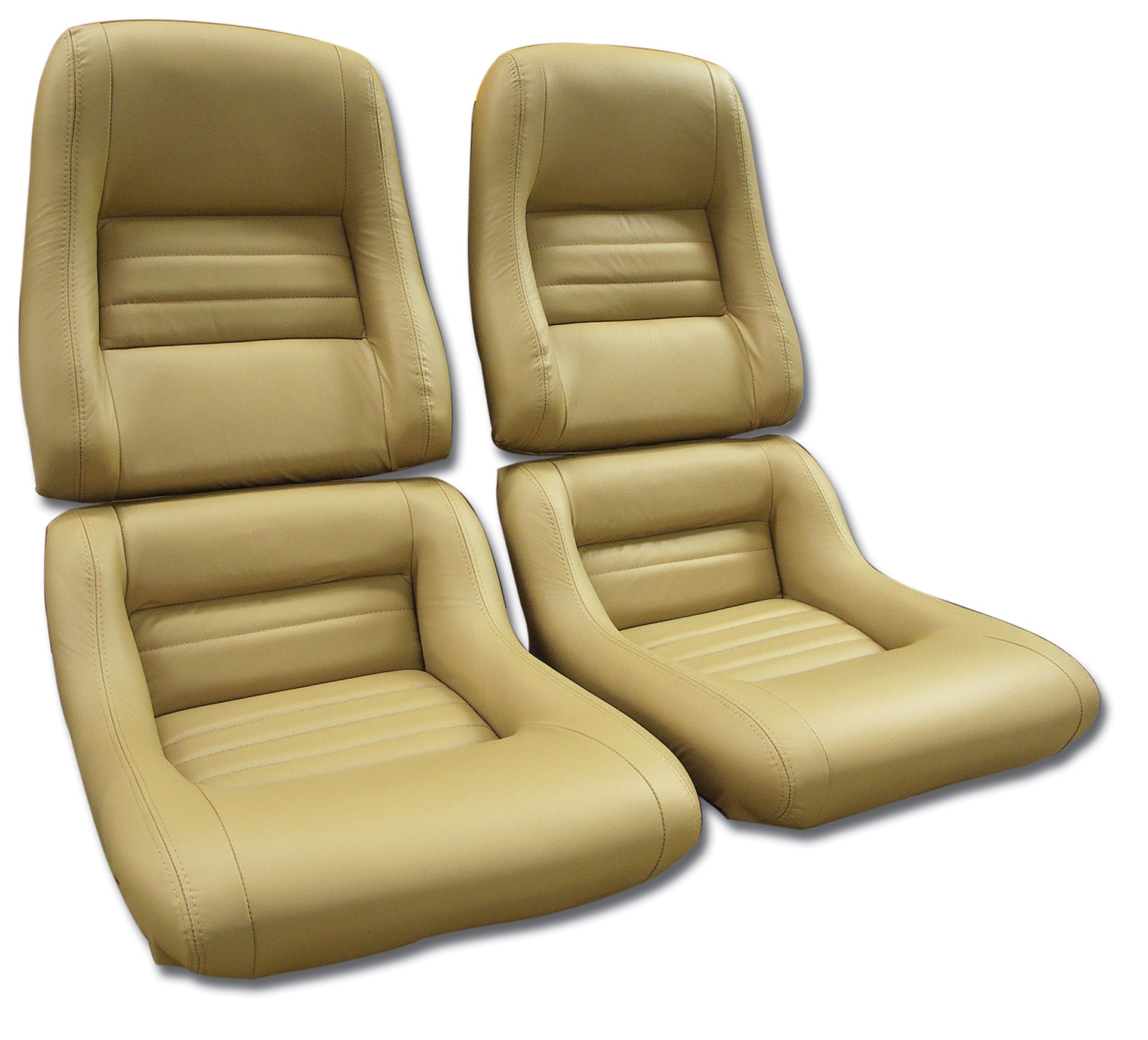 1981-1982 Corvette Leather Seat Covers Camel 100%-Leather 2" Bolster-420058-Corvette-Store-Online