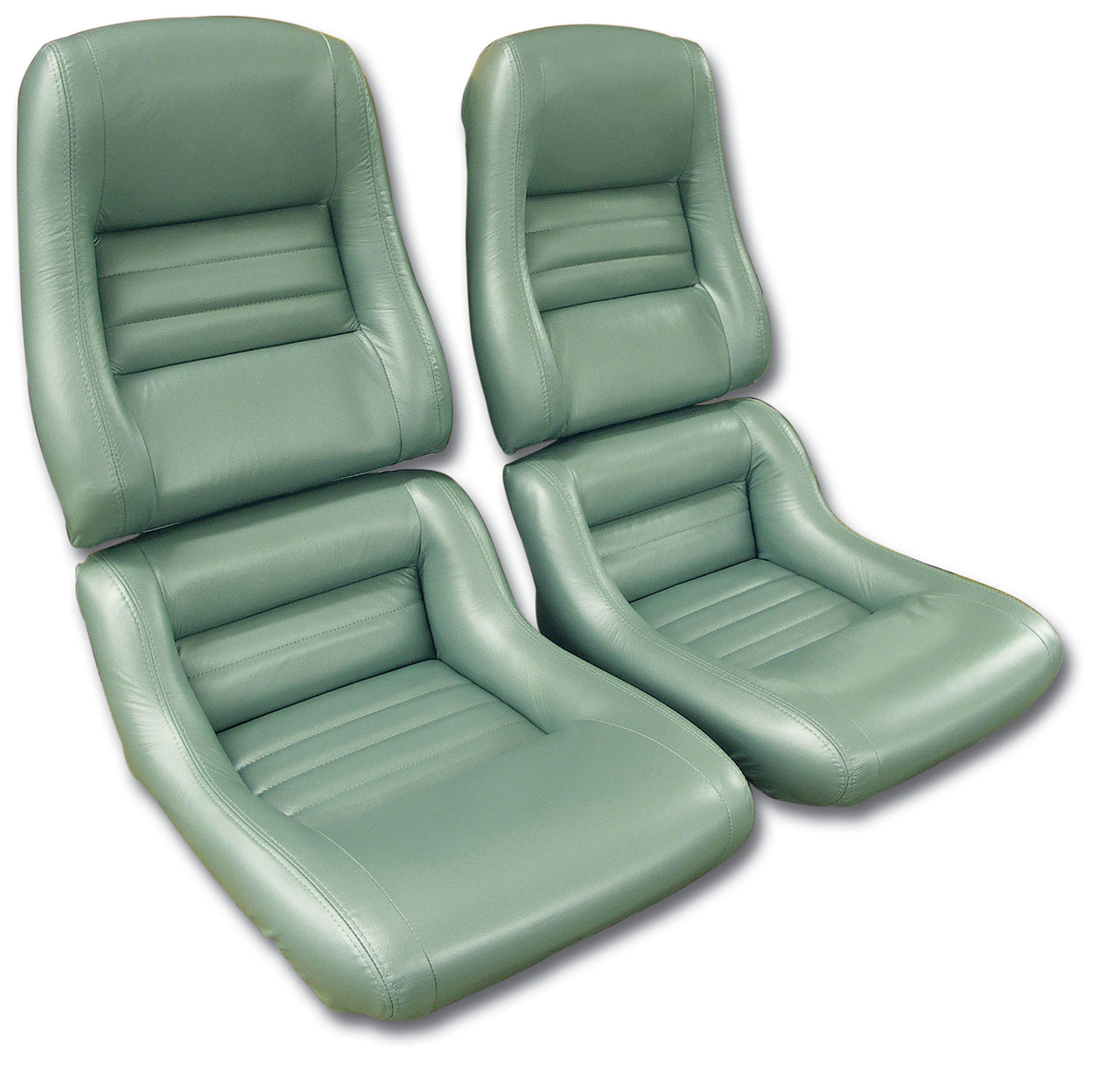 1982-1982 Corvette Leather Seat Covers Silvergreen 100%-Leather 2" Bolster-420059-Corvette-Store-Online