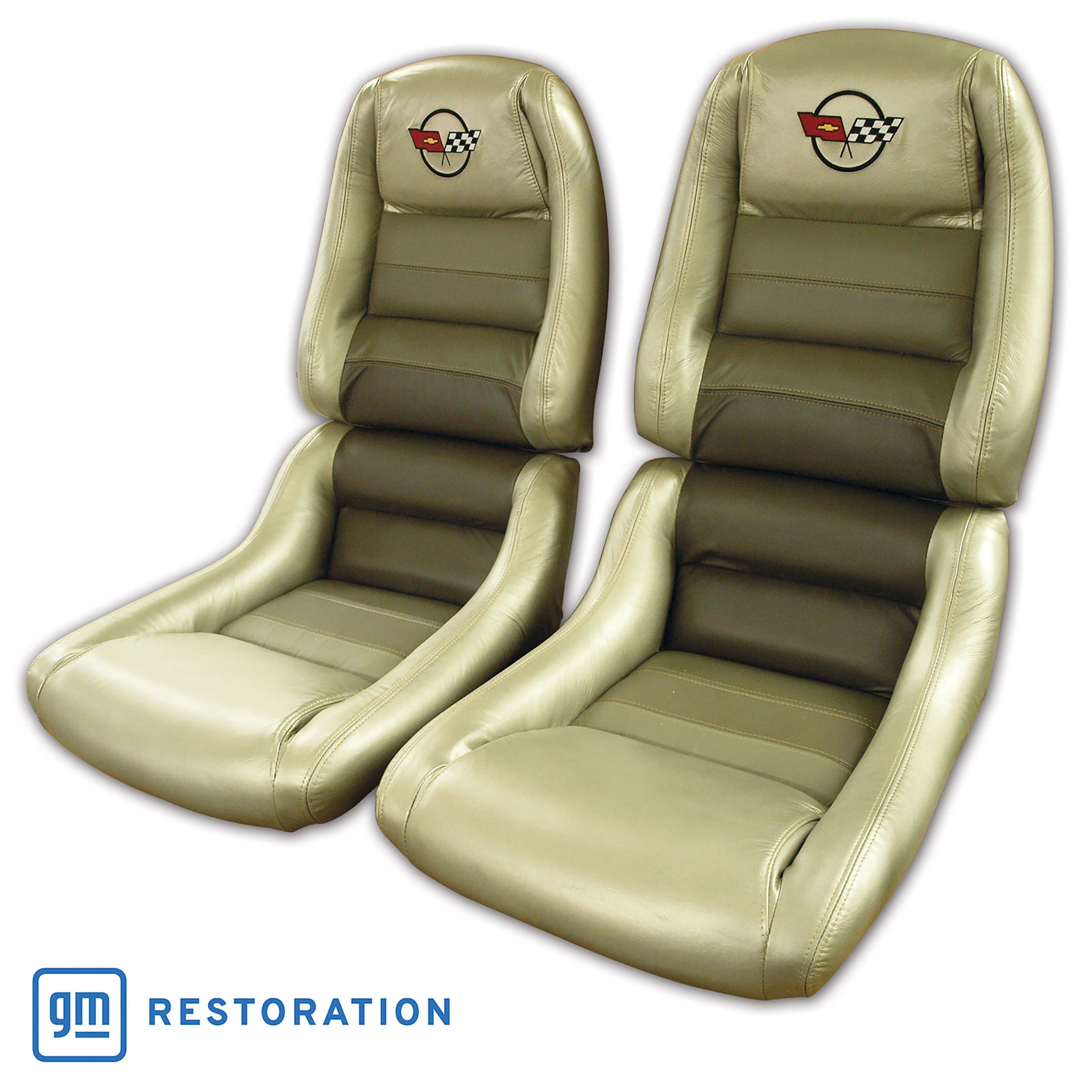 1982-1982 Corvette Embroidered 100% Leather Seat Covers - Collector With 2" Bolster-420060E-Corvette-Store-Online