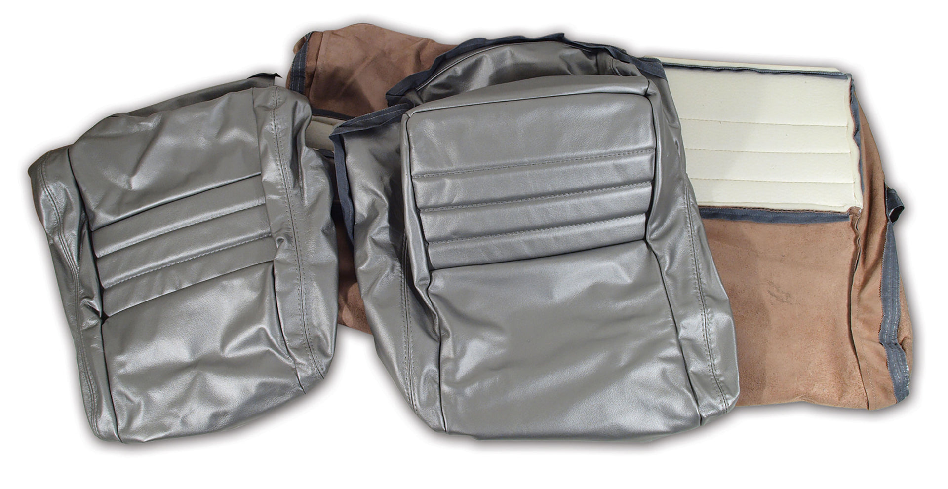 1981-1981 Corvette Leather Seat Covers Silver 100%-Leather 2" Bolster-420064-Corvette-Store-Online