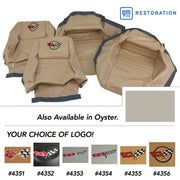1979-1980 Corvette Embroidered 100% Leather Seat Covers - Oyster With 2" Bolster-420066E-Corvette-Store-Online