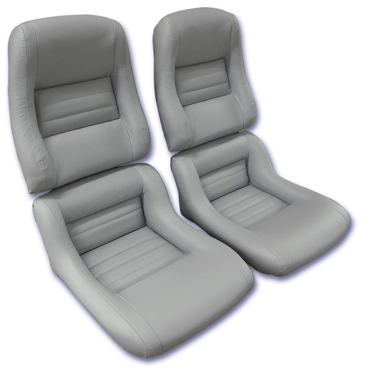 1982-1982 Corvette Leather Seat Covers Gray 100%-Leather 2" Bolster-420068-Corvette-Store-Online