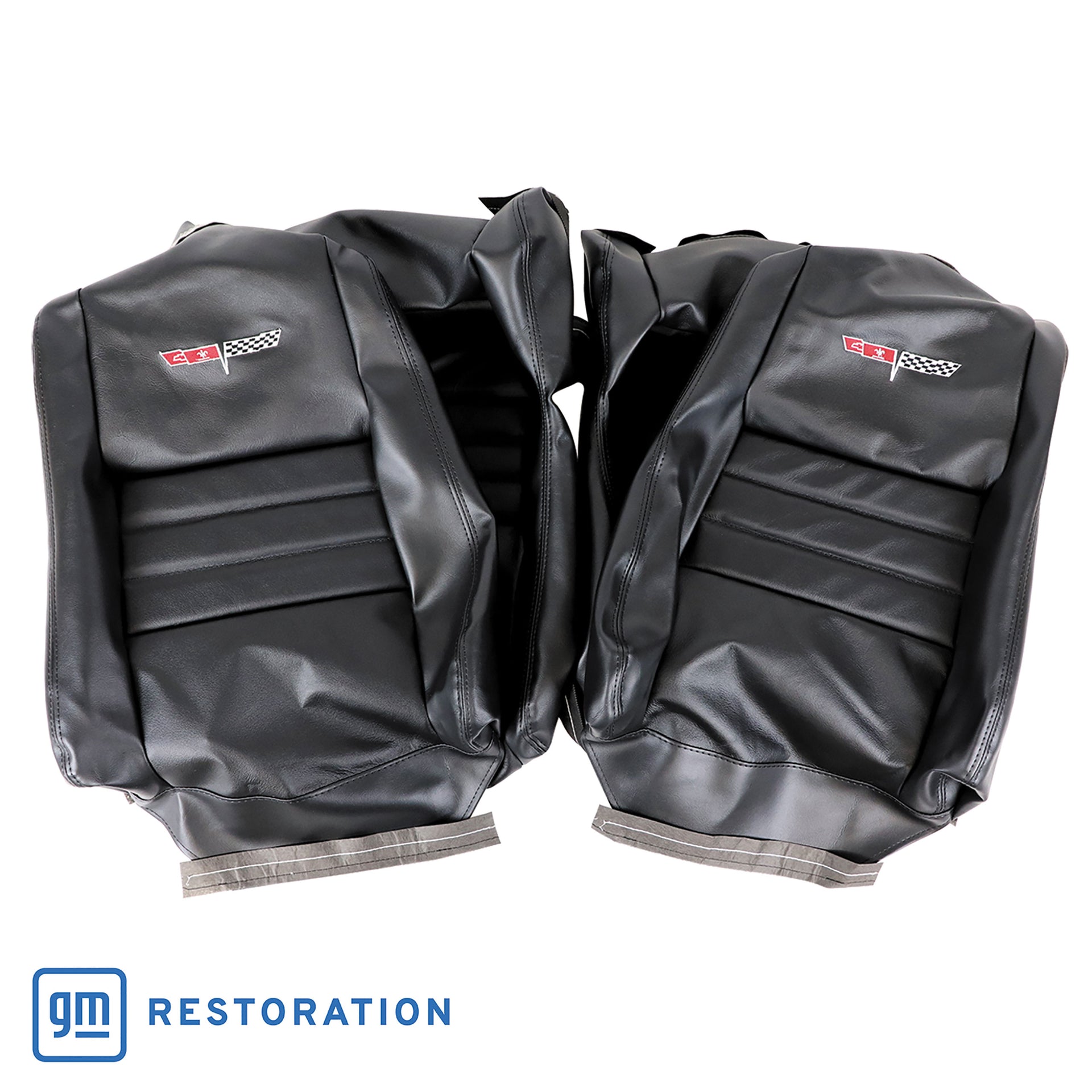 1979-1981 Corvette Embroidered OE Style Seat Covers - Black Leather/Vinyl With 4" Bolster-420120E-Corvette-Store-Online