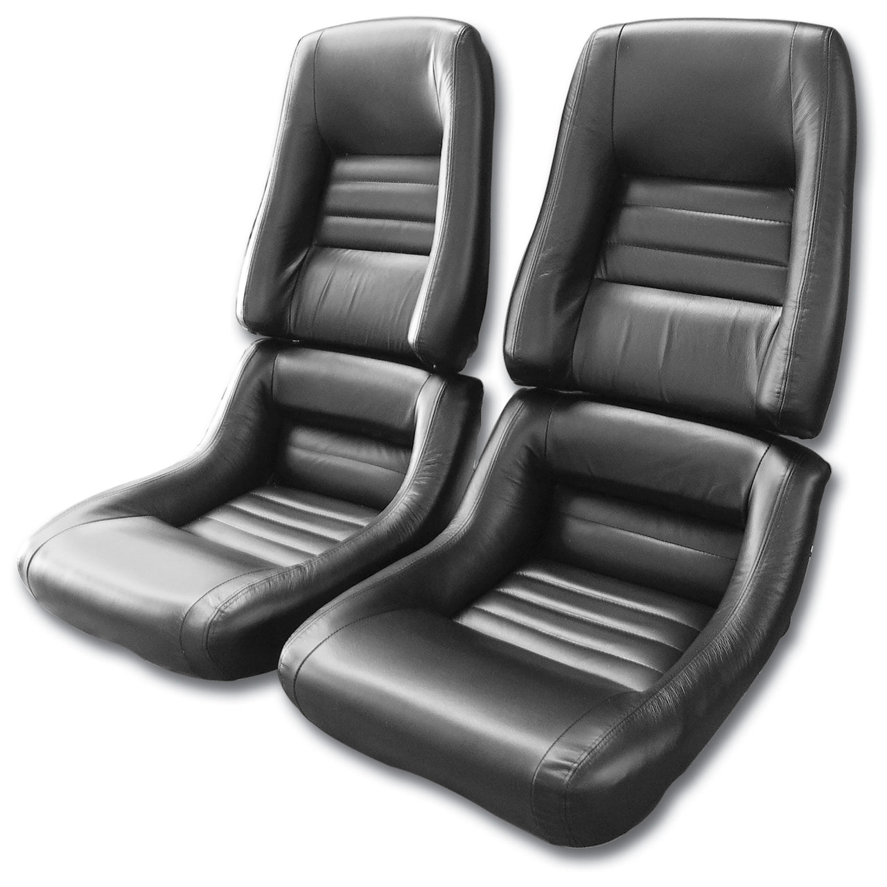1979-1981 Corvette Leather Seat Covers Black Leather/Vinyl Original 4" Bolster-420120-Corvette-Store-Online