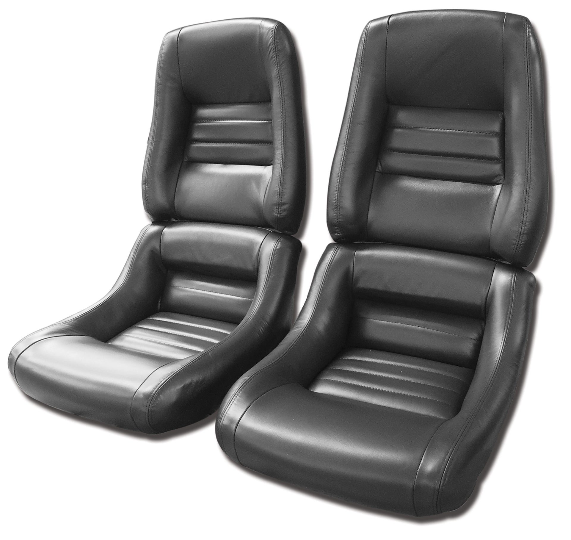 1982-1982 Corvette Leather Seat Covers Charcoal Leather/Vinyl Original 4" Bolster-420121-Corvette-Store-Online