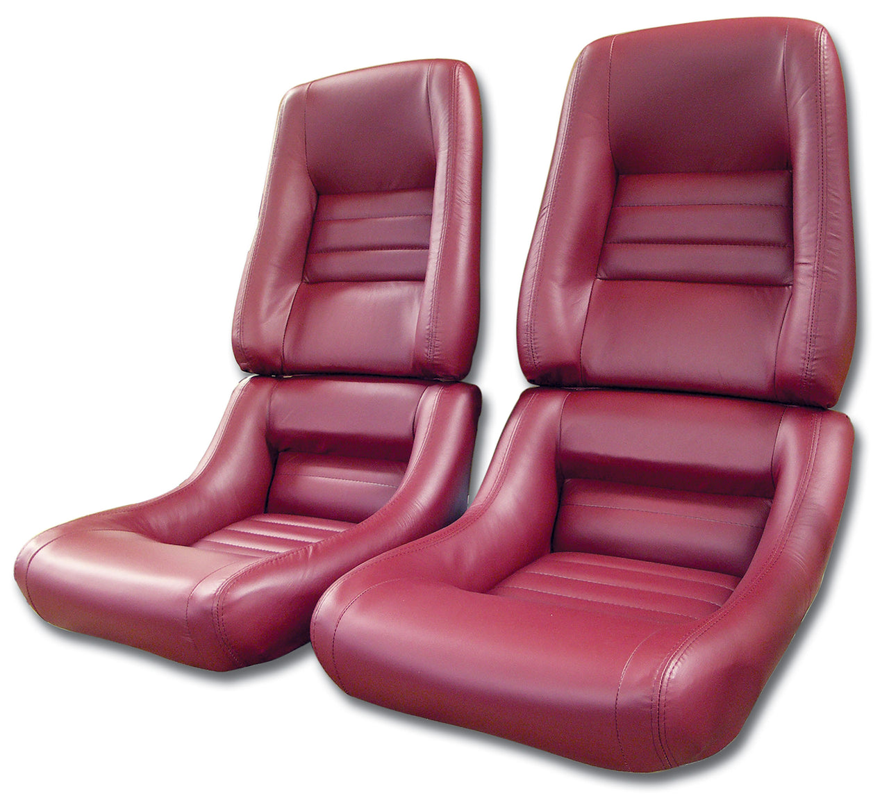 1982-1982 Corvette Leather Seat Covers Red Leather/Vinyl Original 4" Bolster-420126-Corvette-Store-Online