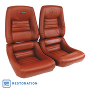 1981-1981 Corvette Embroidered OE Style Seat Covers - Cinnabar Leather/Vinyl With 4" Bolster-420139E-Corvette-Store-Online