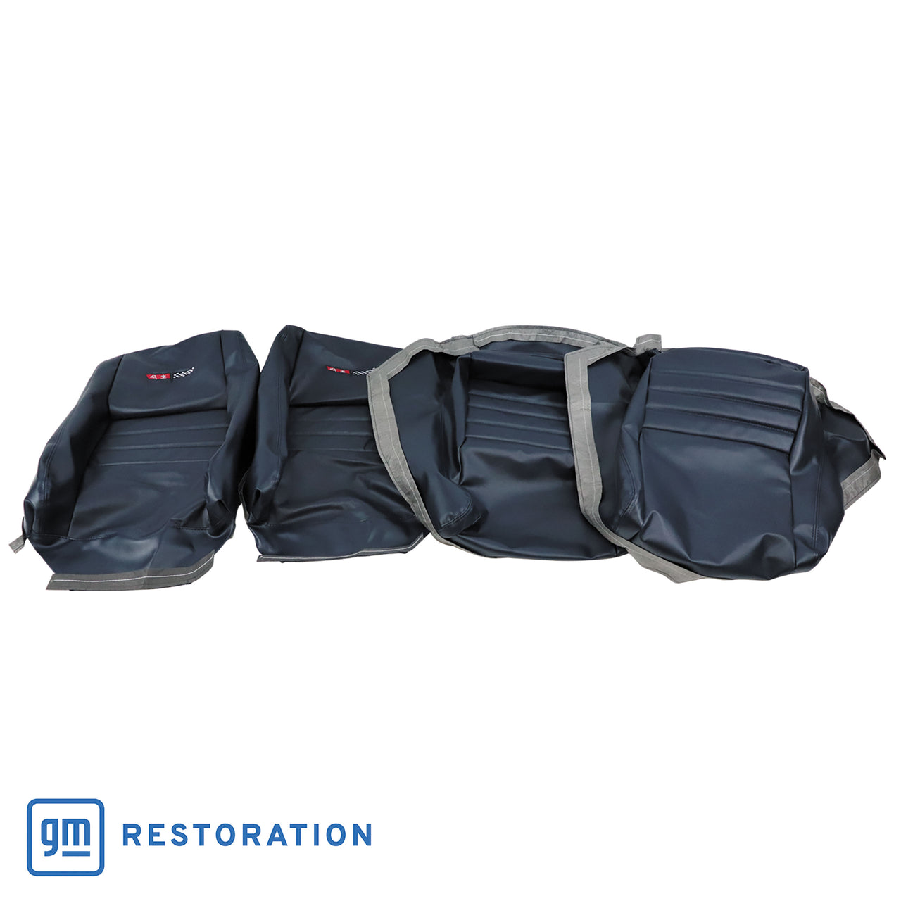 1979-1981 Corvette Embroidered OE Style Seat Covers - Dk Blue Leather/Vinyl With 4" Bolster-420148E-Corvette-Store-Online