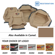 1981-1982 Corvette Embroidered OE Style Seat Covers - Camel Leather/Vinyl With 4" Bolster-420158E-Corvette-Store-Online