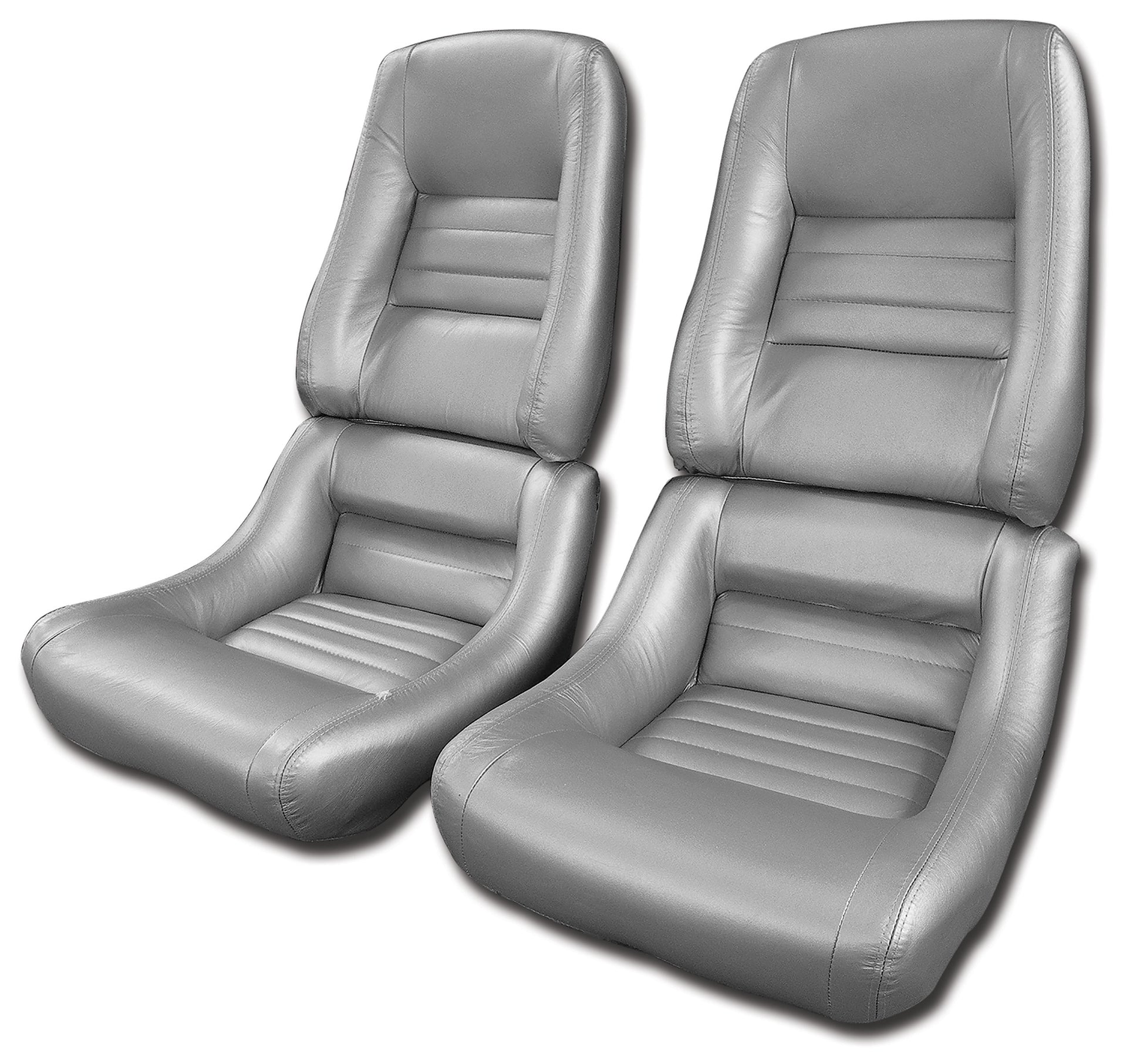 1978-1978 Corvette Leather Seat Covers Silver Pace Leathr/Vinyl Original 4" Bolster-420162-Corvette-Store-Online