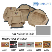 1981-1981 Corvette Embroidered OE Style Seat Covers - Silver Leather/Vinyl With 4" Bolster-420164E-Corvette-Store-Online