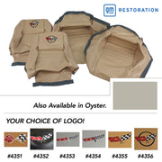 1979-1980 Corvette Embroidered OE Style Seat Covers - Oyster Leather/Vinyl With 4" Bolster-420166E-Corvette-Store-Online