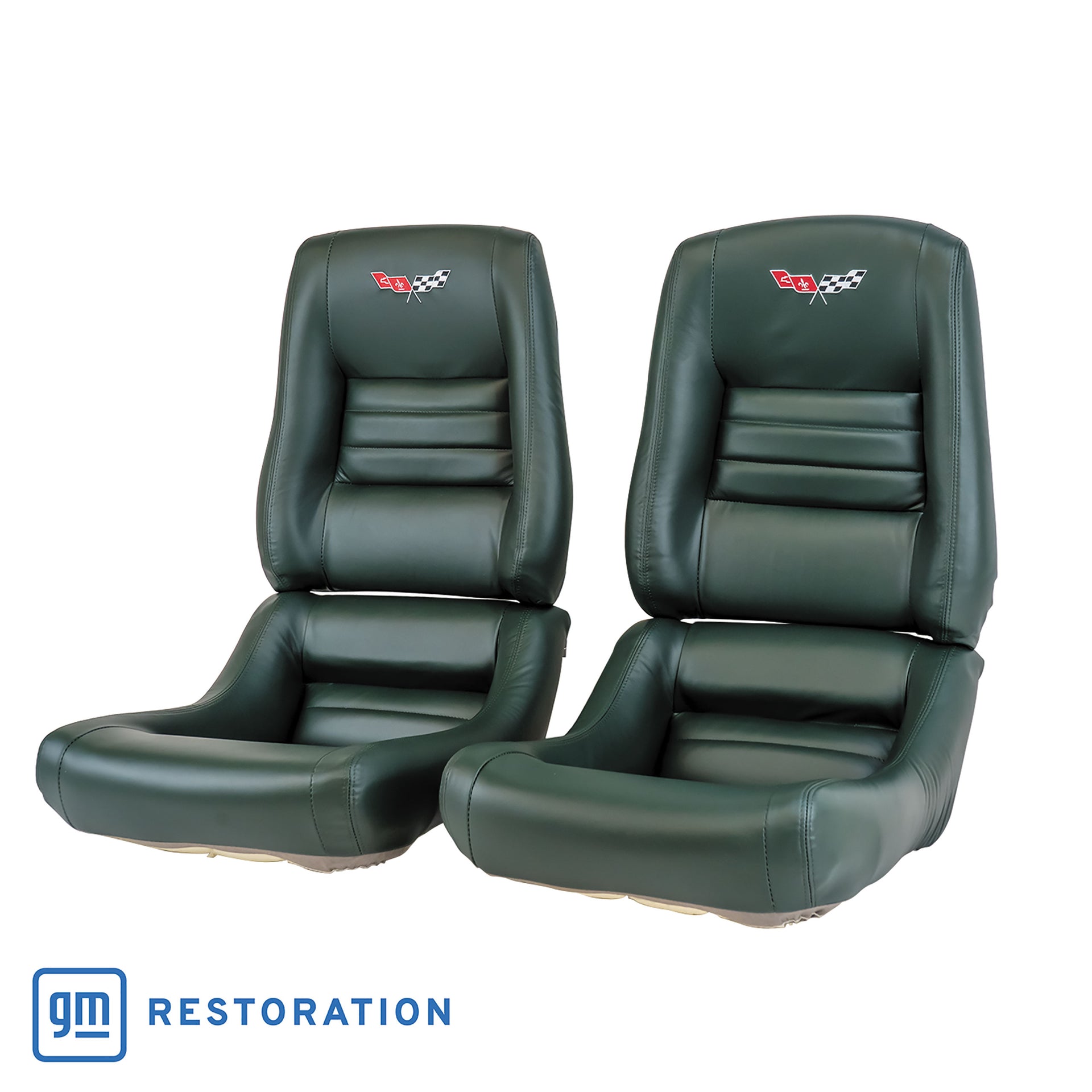 1979-1979 Corvette Embroidered 100% Leather Seat Covers - Green With 4" Bolster-420214E-Corvette-Store-Online