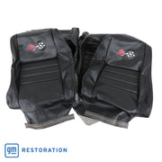 1979-1981 Corvette Embroidered 100% Leather Seat Covers - Black With 4" Bolster-420220E-Corvette-Store-Online