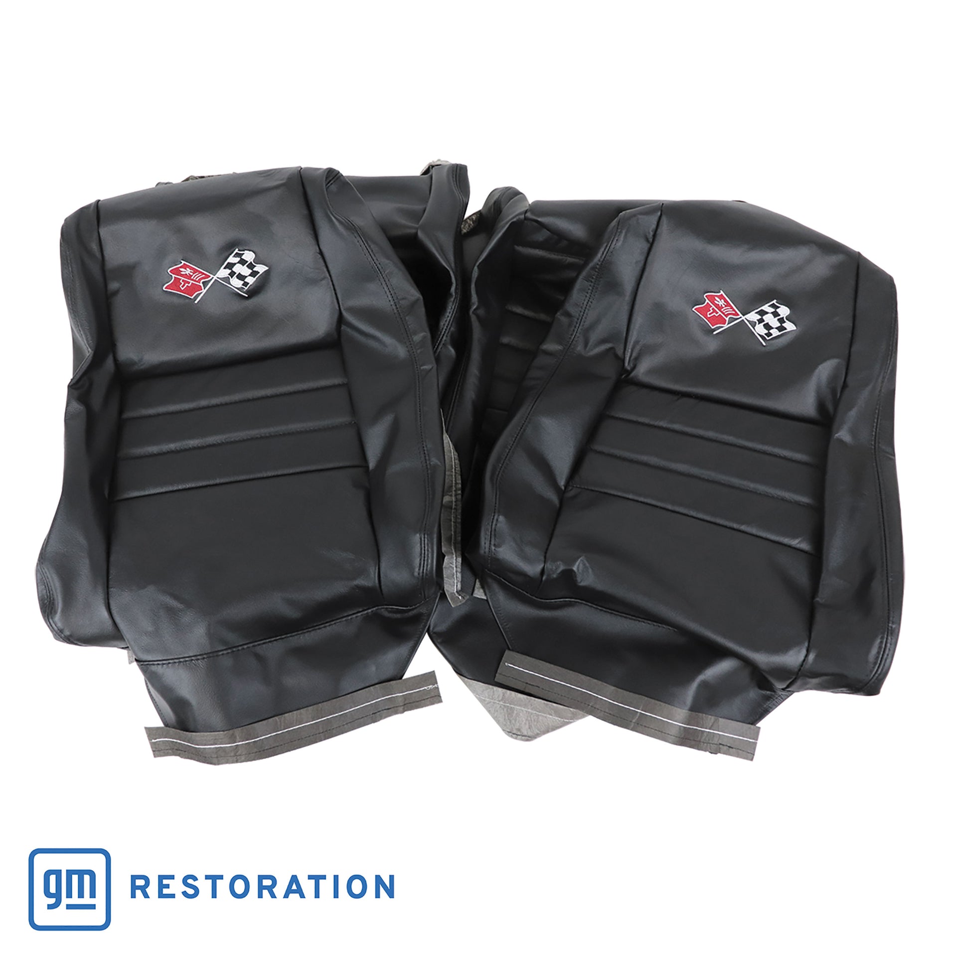 1979-1981 Corvette Embroidered 100% Leather Seat Covers - Black With 4" Bolster-420220E-Corvette-Store-Online