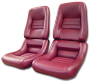 1982-1982 Corvette Leather Seat Covers Red 100%-Leather 4" Bolster-420226-Corvette-Store-Online