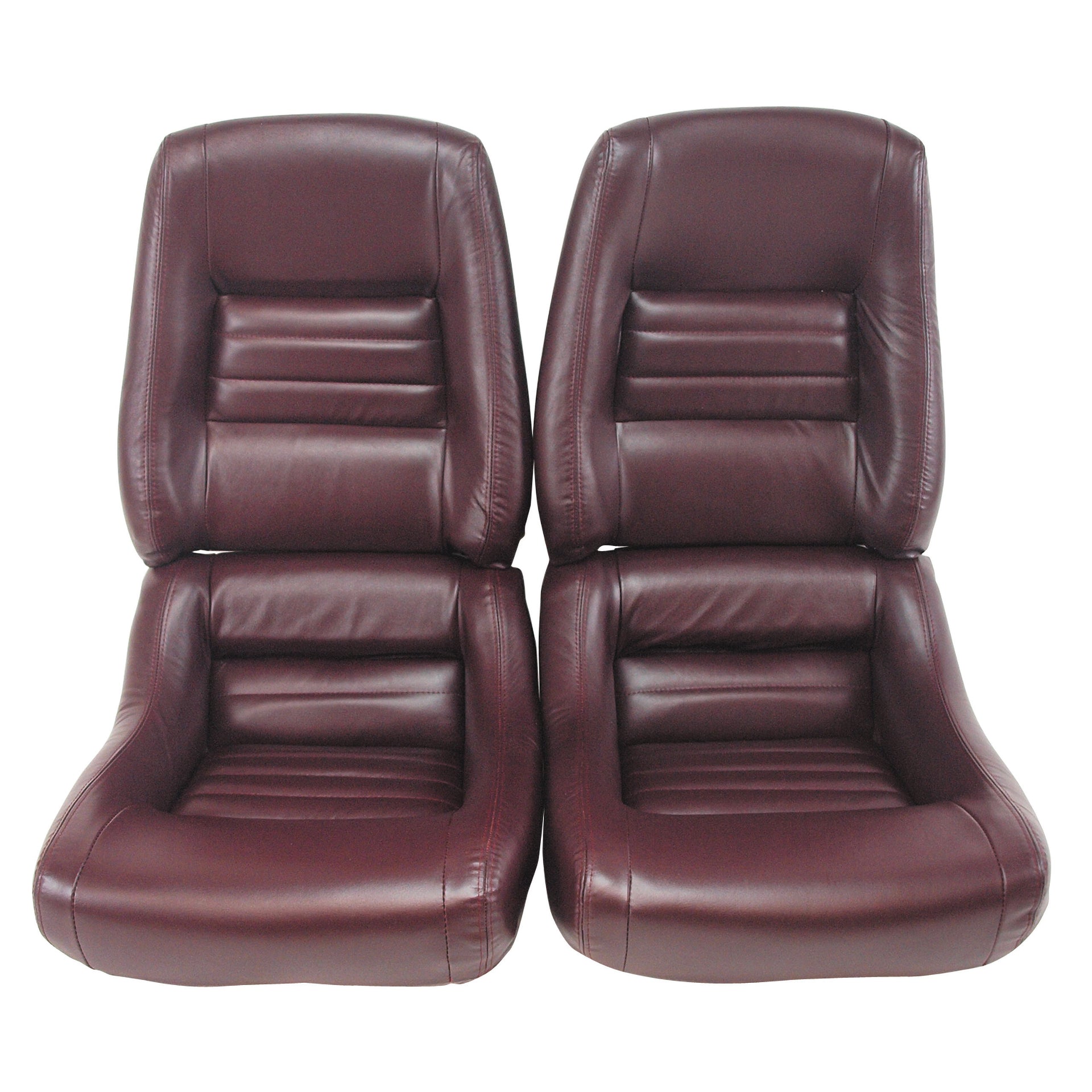 1980-1980 Corvette Leather Seat Covers Claret 100%-Leather 4" Bolster-420236-Corvette-Store-Online