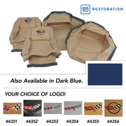 1982-1982 Corvette Embroidered 100% Leather Seat Covers - Dark Blue With 4" Bolster-420246E-Corvette-Store-Online