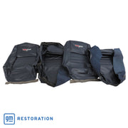 1979-1981 Corvette Embroidered 100% Leather Seat Covers - Dark Blue With 4" Bolster-420248E-Corvette-Store-Online