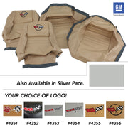 1978-1978 Corvette Embroidered 100% Leather Seat Covers - Silver Pace With 4" Bolster-420262E-Corvette-Store-Online