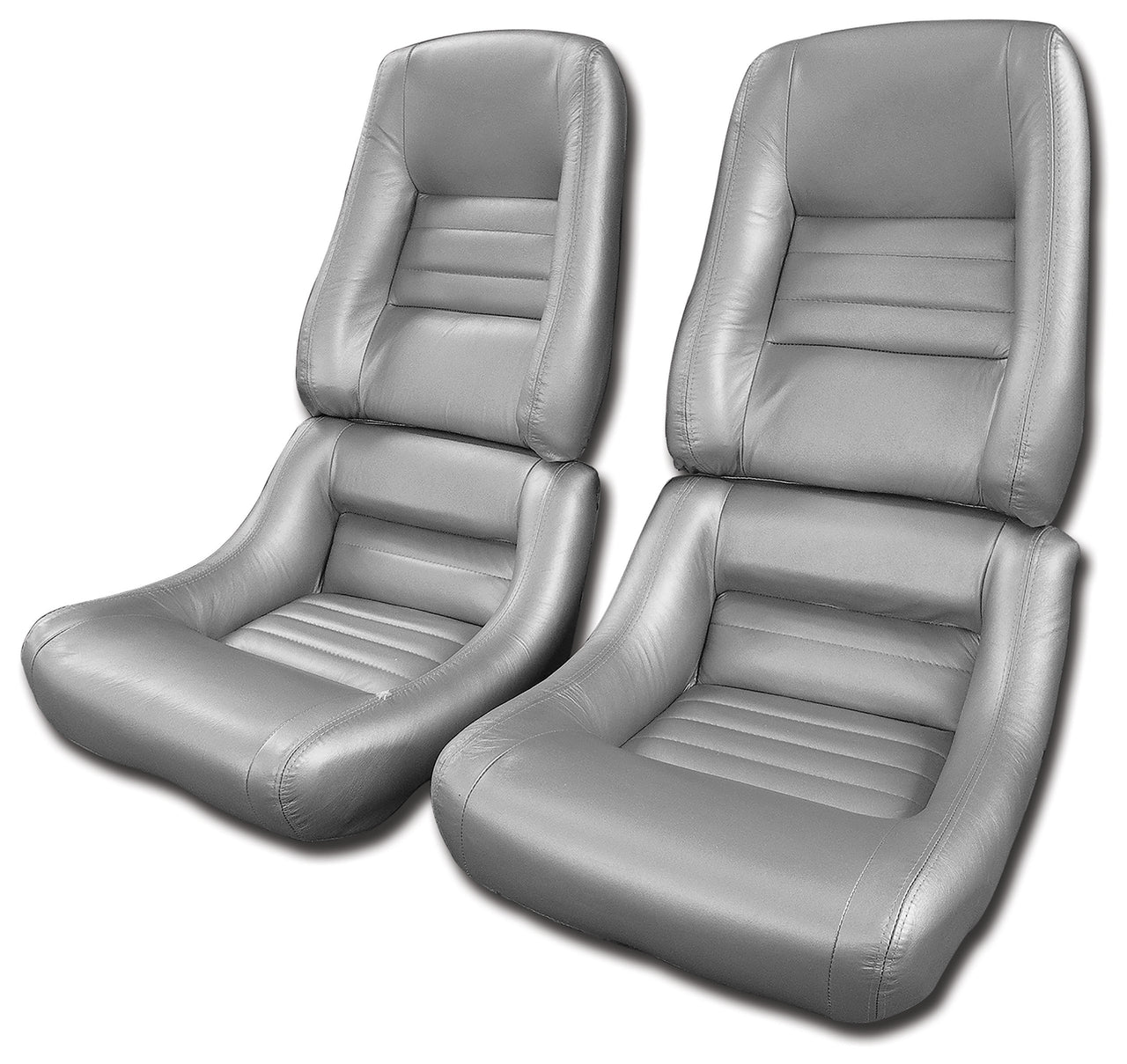 1978-1978 Corvette Leather Seat Covers Silver Pace 100%-Leather 4" Bolster-420262-Corvette-Store-Online