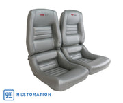 1981-1981 Corvette Embroidered 100% Leather Seat Covers - Silver With 4" Bolster-420264E-Corvette-Store-Online