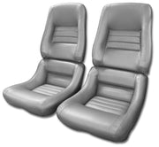 1981-1981 Corvette Leather Seat Covers Silver 100%-Leather 4" Bolster-420264-Corvette-Store-Online