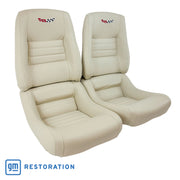 1979-1980 Corvette Embroidered 100% Leather Seat Covers - Oyster With 4" Bolster-420266E-Corvette-Store-Online