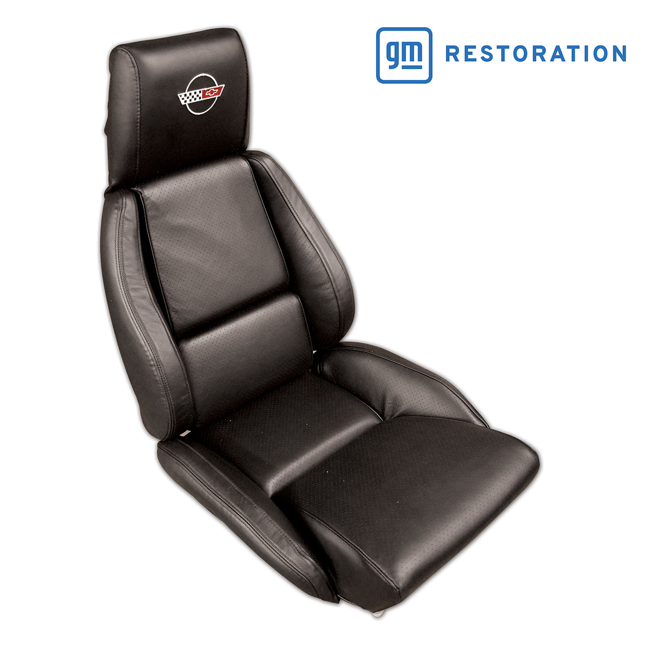 1984-1988 Corvette OE Style Embroidered Standard Leather Seat Covers W/OE Perf Inserts - Black-420320E-Corvette-Store-Online