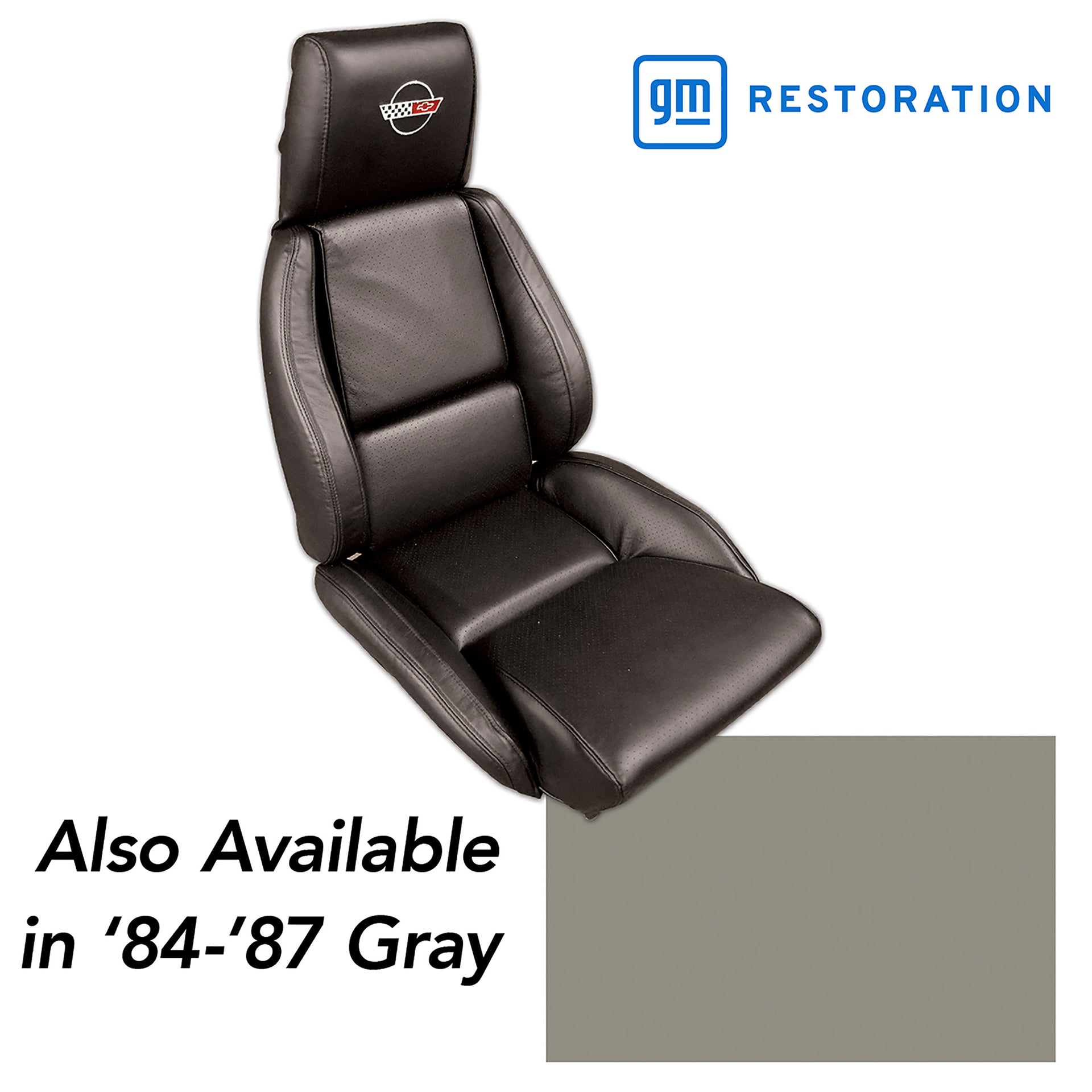 1984-1987 Corvette OE Style Embroidered Standard Leather Seat Covers W/OE Perf Inserts - Gray-420369E-Corvette-Store-Online