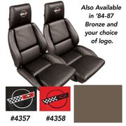1984-1987 Corvette OE Style Embroidered Standard Leather Seat Covers W/OE Perf Inserts - Bronze-420371E-Corvette-Store-Online