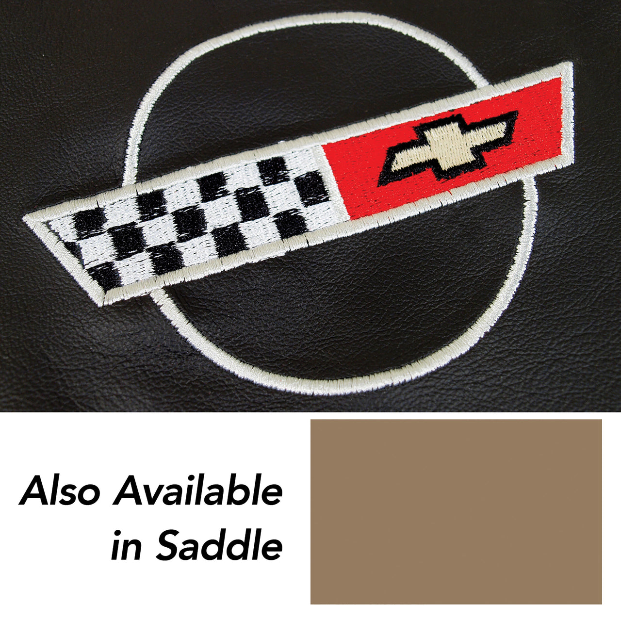 1984-1987 Corvette OE Style Embroidered Standard Leather Seat Covers W/OE Perf Inserts - Saddle-420372E-Corvette-Store-Online