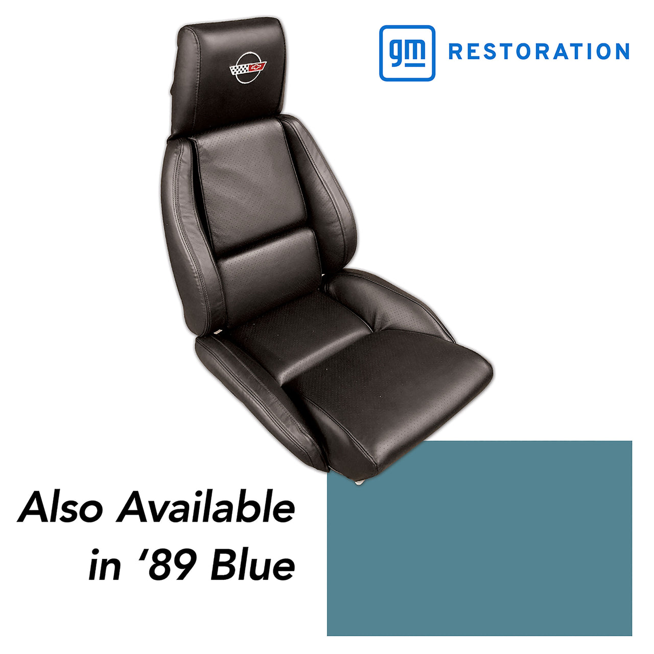 1989-1989 Corvette OE Style Embroidered Standard Leather Seat Covers - Blue-420474E-Corvette-Store-Online