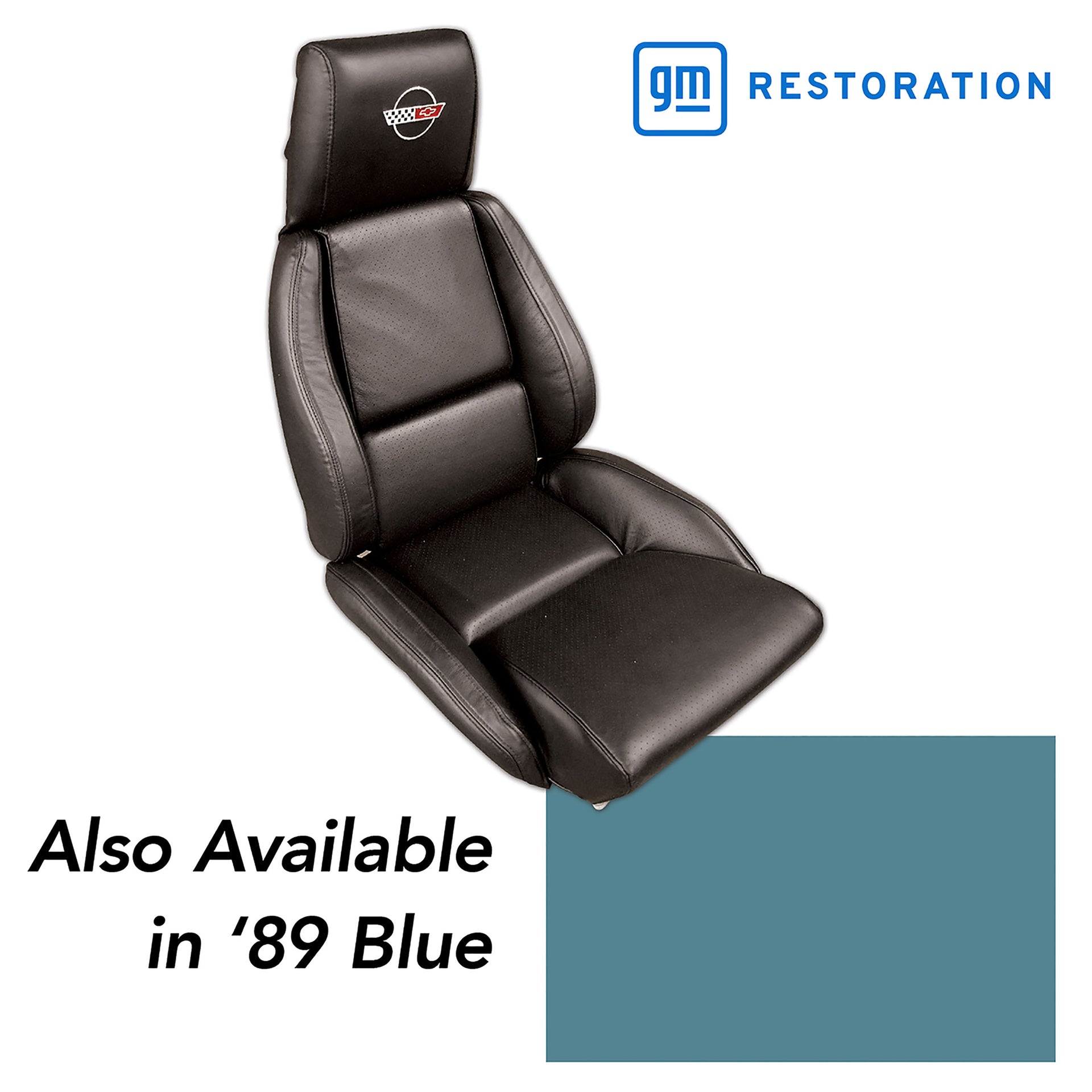 1989-1989 Corvette OE Style Embroidered Standard Leather Seat Covers - Blue-420474E-Corvette-Store-Online