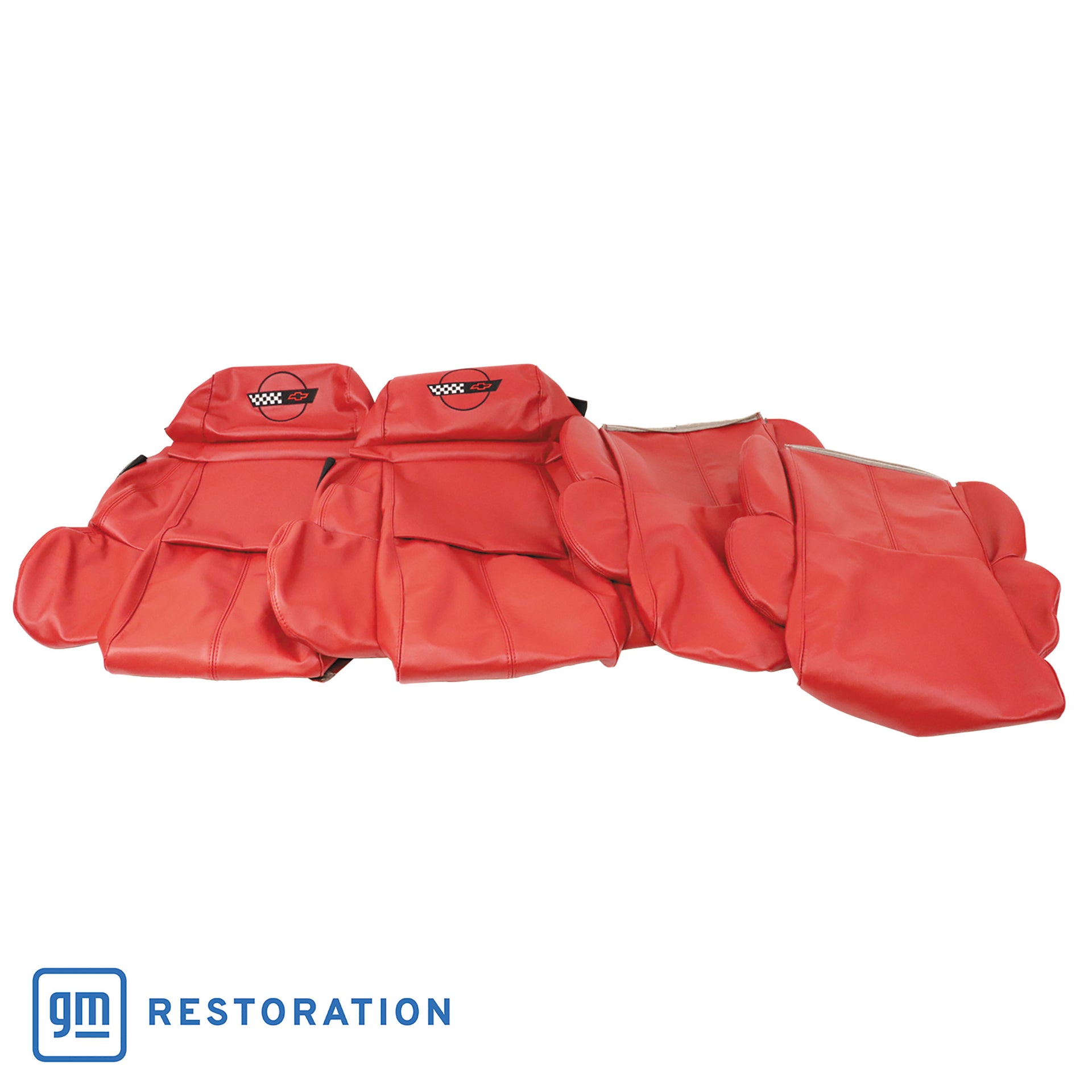 1989-1992 Corvette OE Style Embroidered Standard Leather Seat Covers - Red-420475E-Corvette-Store-Online