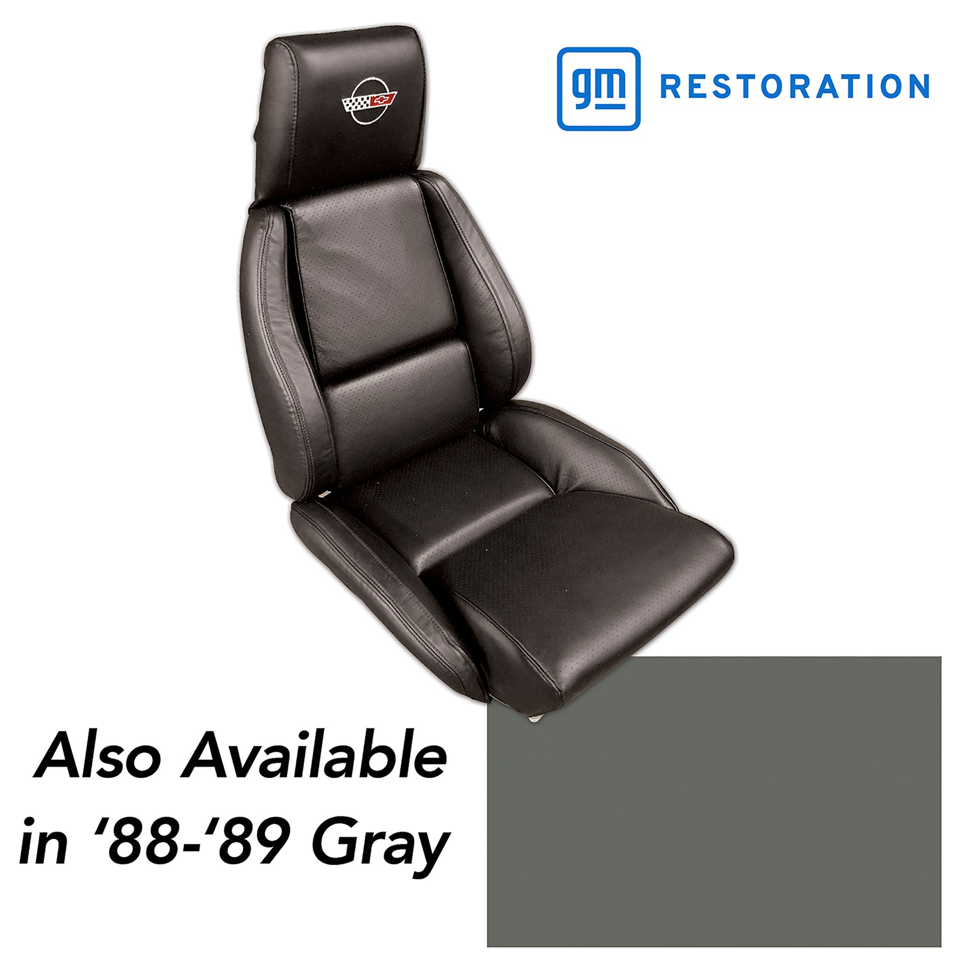 1989-1989 Corvette OE Style Embroidered Standard Leather Seat Covers - Gray-420479E-Corvette-Store-Online