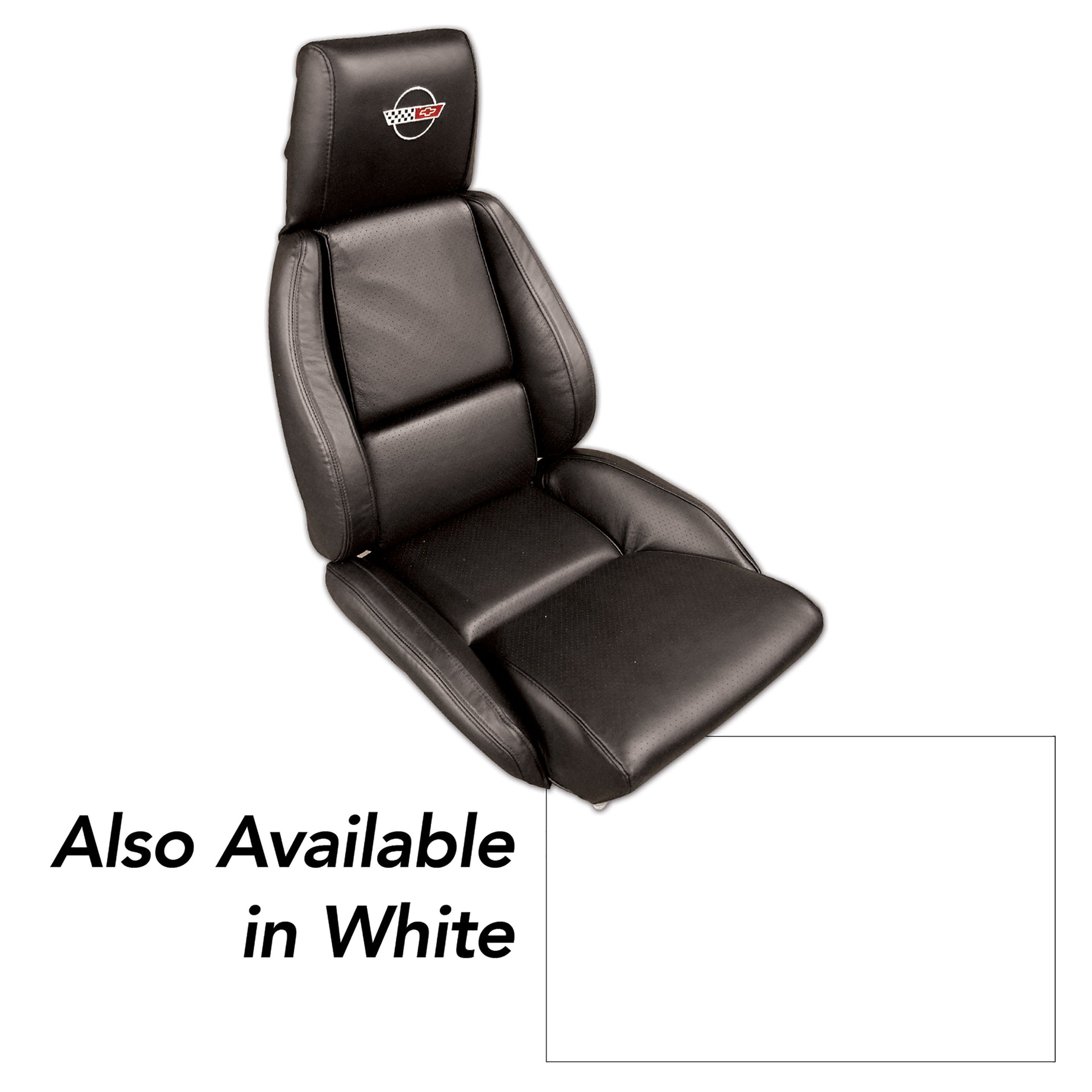 1992-1992 Corvette OE Style Embroidered Standard Leather Seat Covers - White-420483E-Corvette-Store-Online