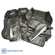 1984-1988 Corvette OE Style Embroidered Sport Leather Seat Covers - Black-420520E-Corvette-Store-Online