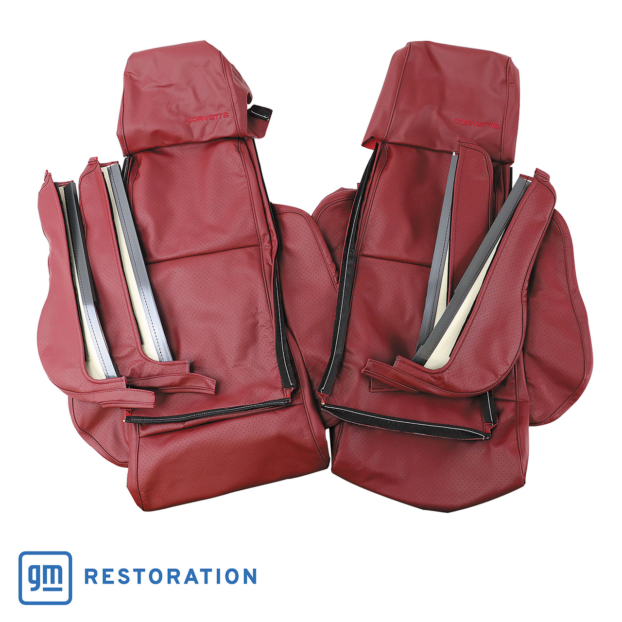 1984-1985 Corvette Leather Seat Covers Red Sport-420527-Corvette-Store-Online